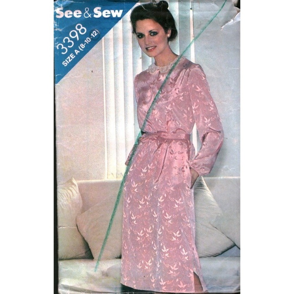 See & Sew Butterick 3398 Vintage Dress‎ Pattern Size 8 10 12 Misses Belted Slits